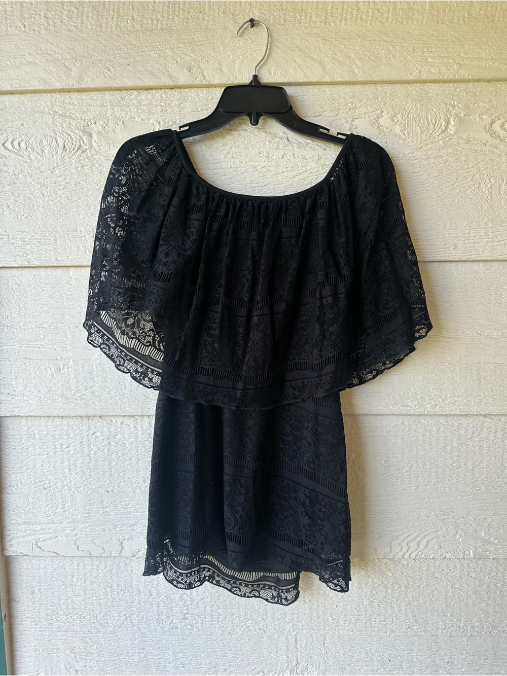 Black lace off-shoulder top